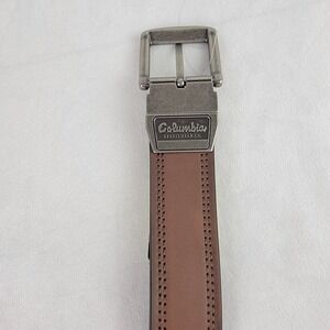 Columbia Mens Reversible Belt Dark Brown Black 3XL Stitch Detail Leather NEW